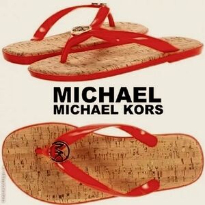 Michael Michael Kors Jet Set Cork Jelly Flip Flop Red